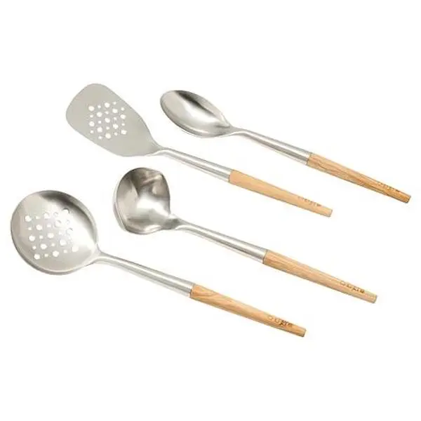 Chef Jet Jet Tila Olivewood Handle Stainless Steel 4-piece Utensil Set