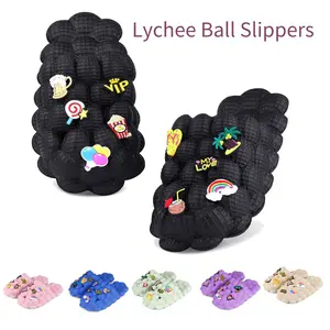 DIY Bubble Slides, Funny Lychee Massage Bubble Slippers, Bubble Slides Non-Slip Thick Sole House Slippers Shower Sandals Women Girl Comfortable Soft Bedroom