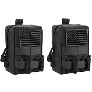 2 Molle bags - Compact waterproof EDC bag - Small practical bag with 2 stickers and 2 D-bucklesRAIMENTRY
