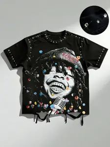 Men's Graphic Pop Art Print Short Sleeve T-Shirt, Loose-Fit Street Style, Summer Party Wear, daily wear, Casual Loose Tee, Unisex Fashion Top, Streetwear
