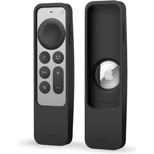 R5 Locator Case Compatible with 2022 Apple TV 4K Siri Remote 3rd Gen, 2021 2nd Gen and AirTag - Full Access to All Functions [Black]