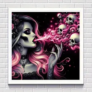 5D DIY diamond painting Gothic style skeleton girl diamond painting DIY handmade diamond decoration painting living room bedroom porch mural hanging painting perfect holiday gift