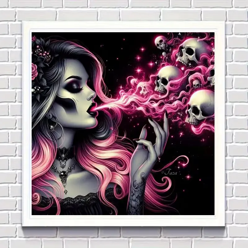 5D DIY diamond painting Gothic style skeleton girl diamond painting DIY handmade diamond decoration painting Wall Art Painting living room bedroom porch mural hanging painting perfect holiday gift