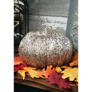 Champagne Glitter 8 Inch Pumpkin Decoration