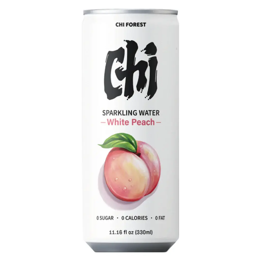 Genki Forest Carbonated Soda Water - White Peach Flavor, Low Sugar Fizzy Drink with Sucralose, Erythritol, Potassium Sorbate, Calorie Free, Ambient Beverage Suitable for All Ages