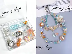 Phone Chain Kit-（Spring Fairy Crystal Flower） Materials Craft DIY Handmade Beaded For Beginners-Flower Garden,Pretty Mother's Day Gift,Bag Chain Charm,Stylish Cellphone Lanyard For Women,Fashionable Wrist Strap For Smartphones