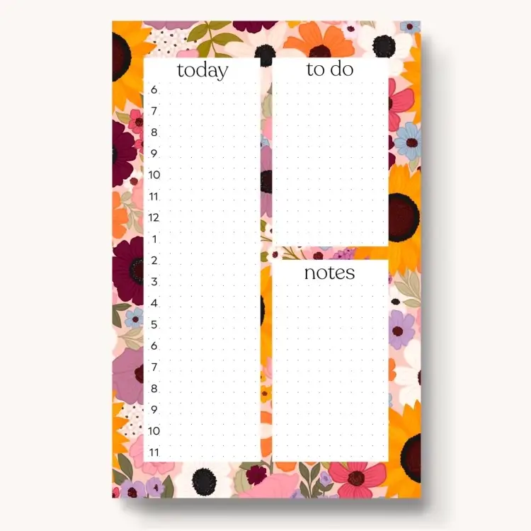 Hourly Planner Notepad, 8.5x5.5" with space for your to do list and notes!
