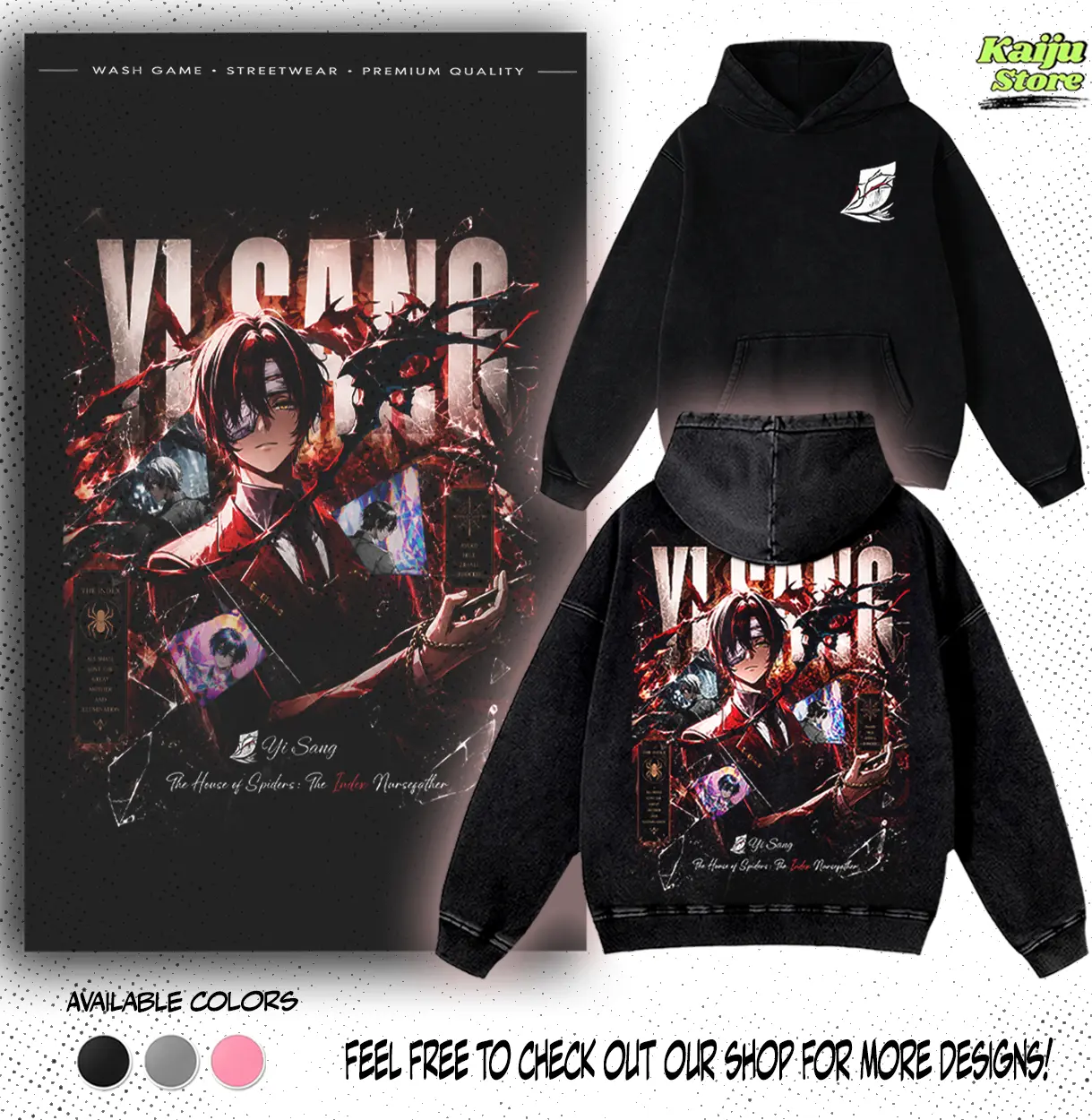 Yi Sang Limbus Company Game Washed Graphic Hoodie | Sweatshirt Dark Fantasy Streetwear, Gift for Gamer, Trending Clothes