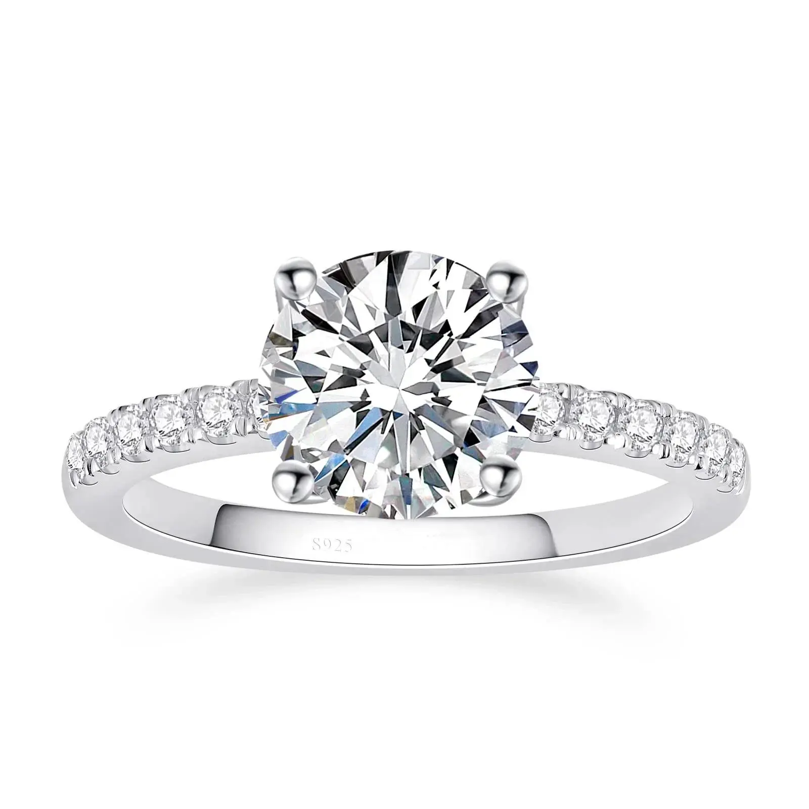 1/2/3carat Round Brilliant Cut Moissanite Diamond Wedding Rings for Women 100% 925 Silver Pave Hidden Halo Engagement Ring