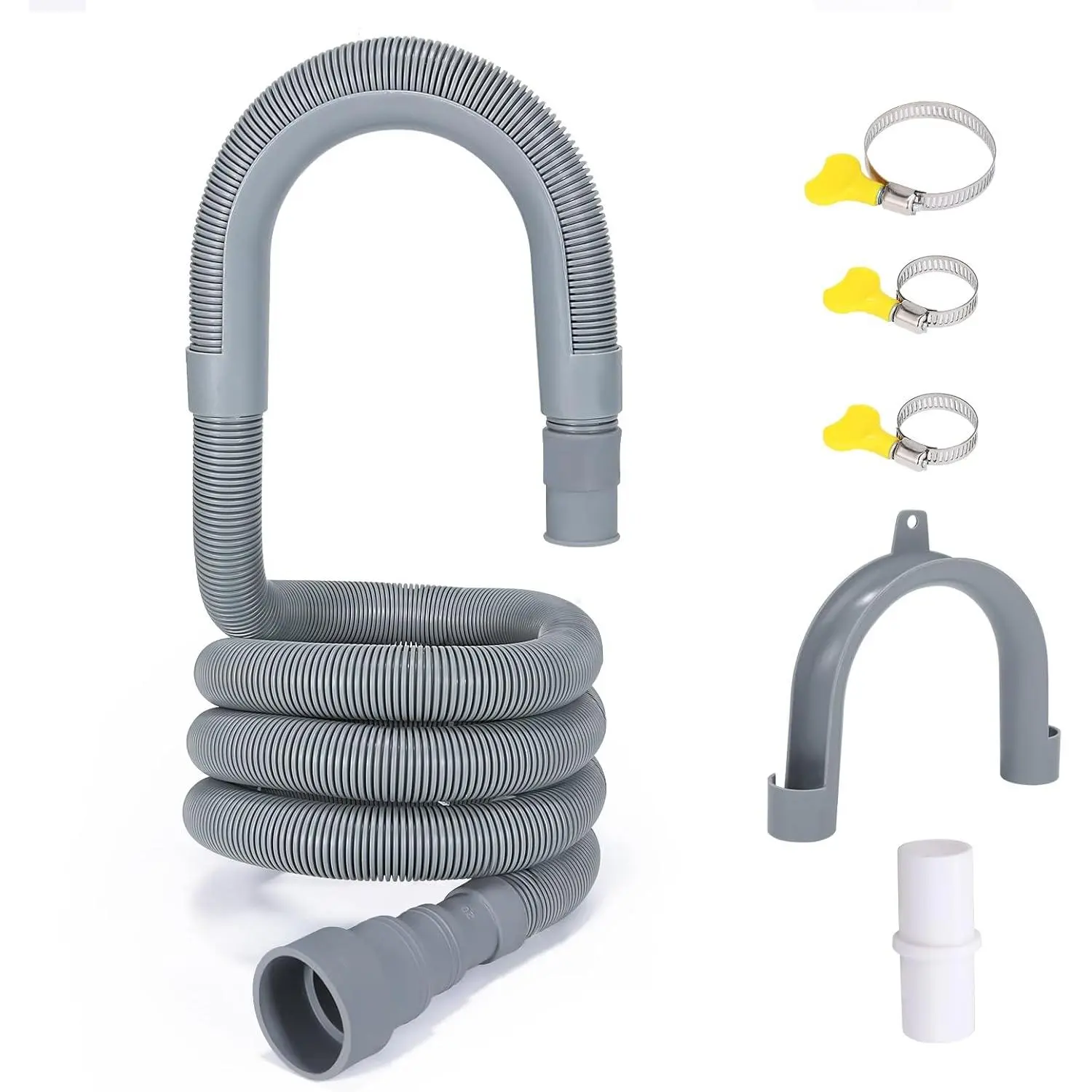 PinkCross 6 PCS – 6.5FT Universal Washing Machine Drain Hose Extension, Flexible Washer & Dishwasher Hose, Portable Sink & Dehumidifier Pipe, Corrugated Plastic Hose with Clamp