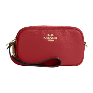 COACH Jamie Series 18 Leather Wristlet and Clutch with Zipper Closure and Dual Card Slots for Women