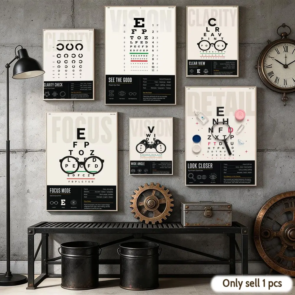 Vision Focus Eye Chart Optical Poster HD Waterproof Wall Art Poster – Fade-Resistant, Non-Sticky, Vibrant DIY Print For Home, Bar, Office & Living Room Décor – Modern, Trendy Decorative Poster Gift