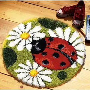 Beyond Your Thoughts Latch Hook Kit Rug Pattern Printed Sewing Kit Classic Crochet Needlework Craft Shaggy Rug Cute Carpet Animal Ladybug for Adults Beginners 50cm/20in X50cm/20in