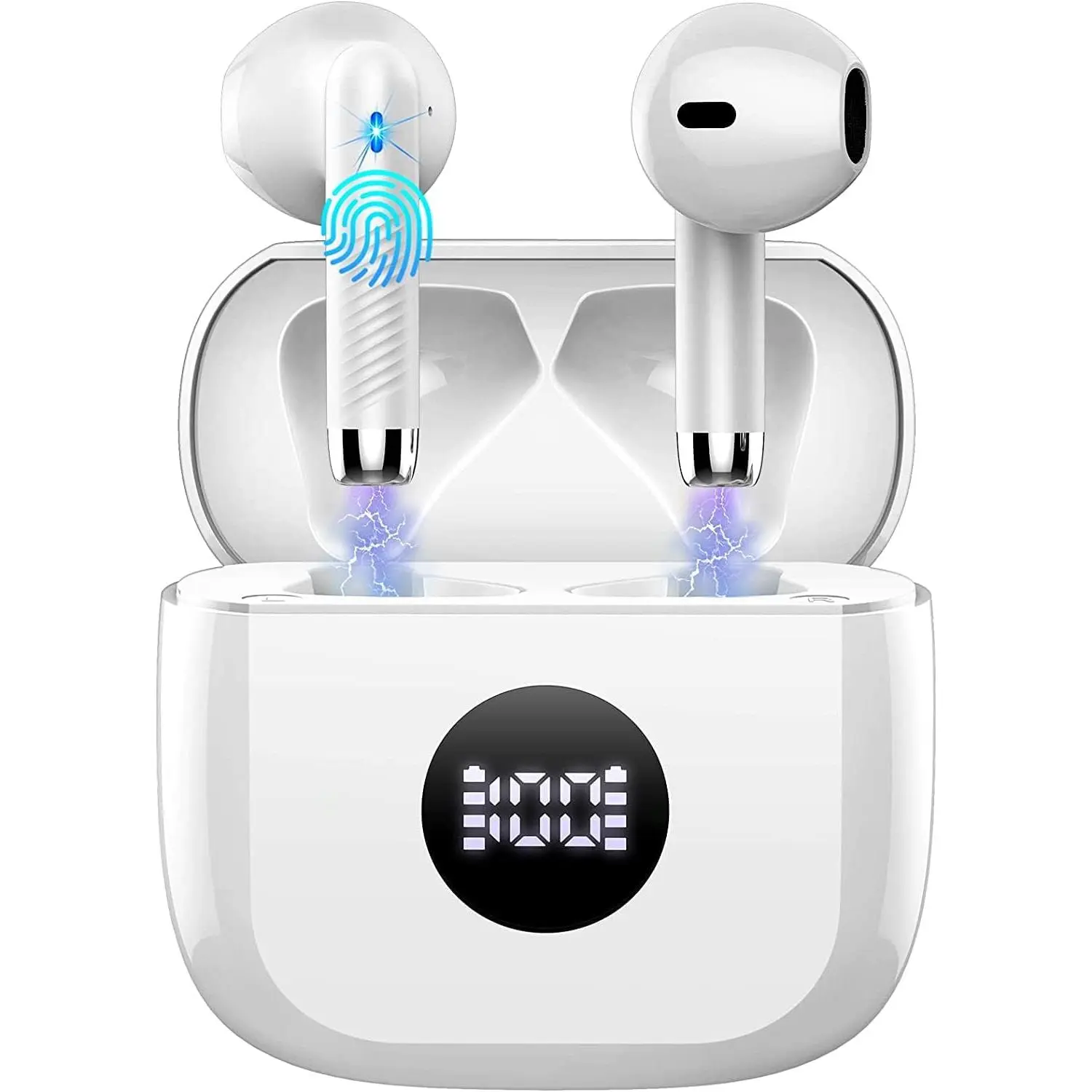 Wireless Earbuds, Bluetooth 5.4 Ear Buds LED Power Display Headphones Bass Stereo, Bluetooth Earbuds in-Ear Noise Cancelling Mic, 40H Playback Mini Case IP7 Waterproof Sports Earphones for Android iOS