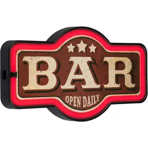 Bar Open Daily Marquee Shaped Light Rope Sign Wall Decor For Home Bar Garage Game Room Man Cave