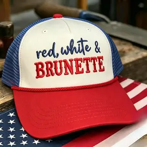 Viral Red White & Brunette Trucker Hat for Women - Country Concert Mesh Snapback, 4th of July Party & Graduation Gift country girl hat hot girl summer accessories concert outfit accessories