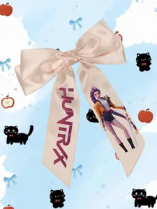 Rumi Style Kpop Large Hair Bow - Custom HUNTR/X Pattern Streamers, Soft Material with Firm Grip, Simple Elegant Design, Hair Accessory