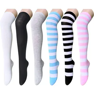 Striped Thigh High Socks - Christmas Over the  High Stockings for Women Teen Girls