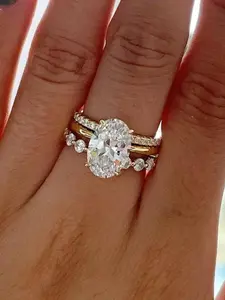 3CT Oval Cut Zirconia Ring, Elegant Engagement Ring for Women, Stackable Engagement Ring, Fashion Jewelry for Party, Daily Clothing Decor, Trendy All-match & Exquisite Jewelry for Birthday Gift