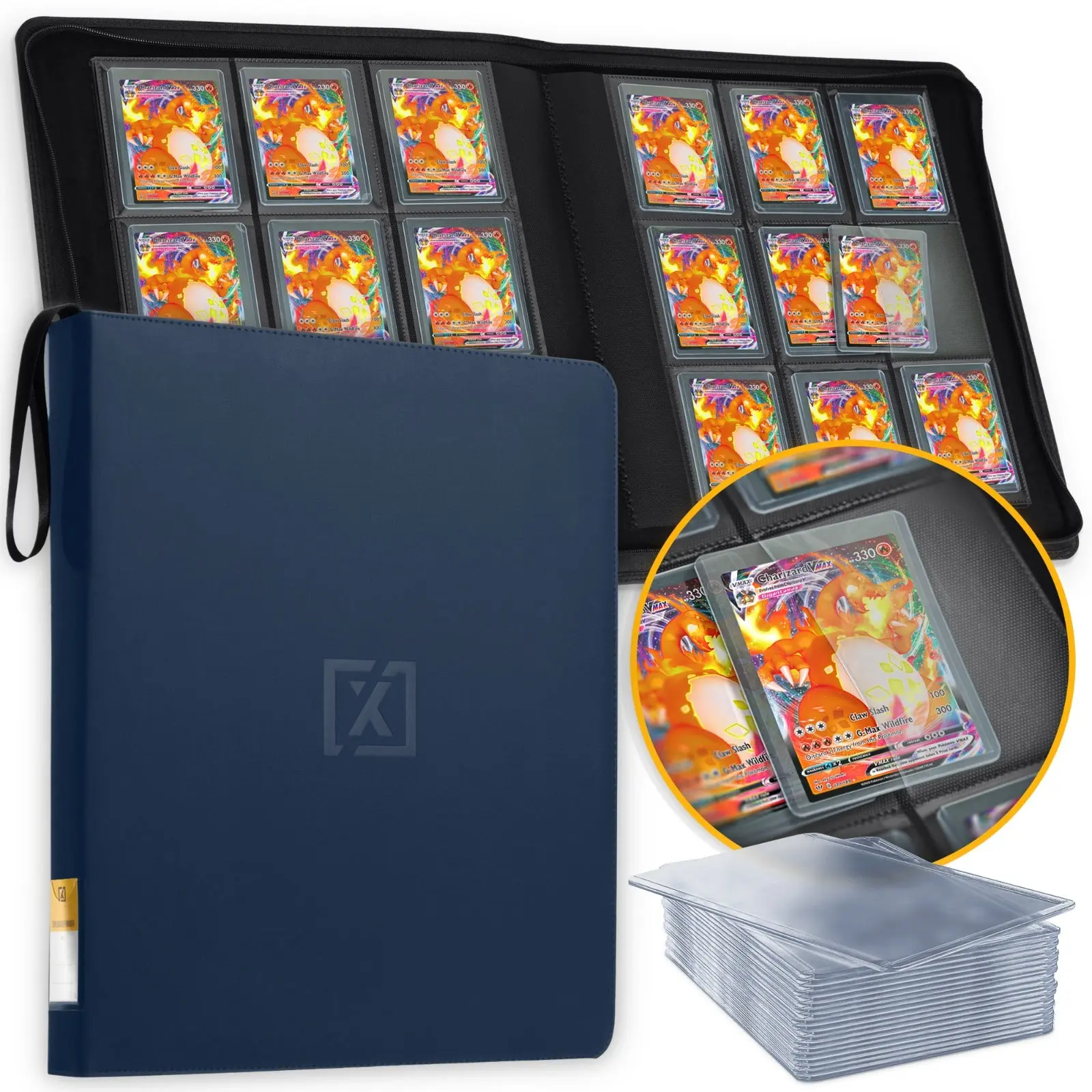 Blue Toploader Binder – Holds 252 Toploaders | 20 Toploaders Included