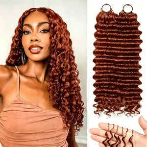 Gabrielle Hair Store 33# Reddish Brown Boho Knots Feather Crochet Hair Extensions 1 Piece/50 Grams Burmese Curly Crochet Human Hair Invisible Knotless Kinky Curly Braiding Hair For Women