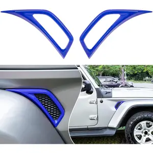 2PCS Exterior Accessories Wheel Eyebrow Side Air Conditioning Vent Outlet Cover Trim for Jeep Wrangler JL JLU Sports Sahara Freedom Rubicon Unlimited Gladiator JT 2018-2023 (Blue)