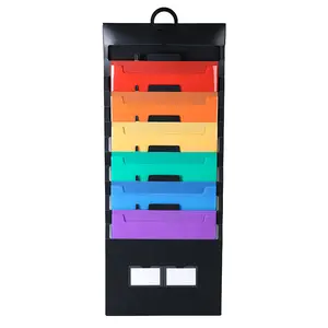 Wall Mount A4 Document Organizer 6 Compartments with Handles Double Labels File Storage Bag