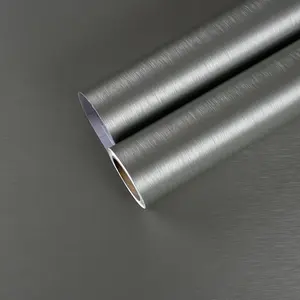 Stainless Contact Paper for Appliances Waterproof Metallic Grey Peel and Stick Wallpaper Self Brushed Vinyl Refrigerator Wrap for Countertops Dishwasher 17.7"x100"