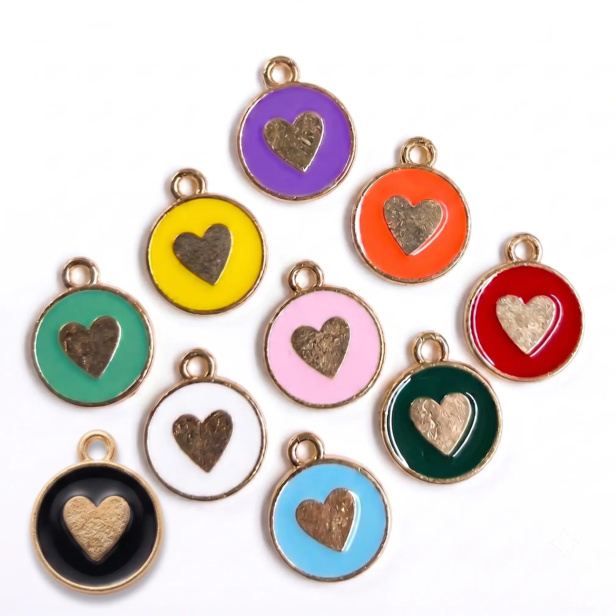 Enamel Heart Charm -  Charm Pendant with 10 Color Options