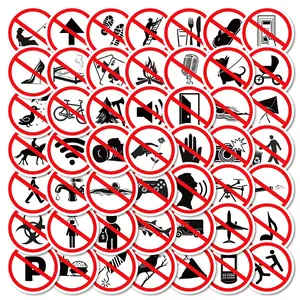 50 Piece Set Fun Warning Stickers, Unique Designs, Reusable Vinyl, Cartoon Style Graphics, Self-Adhesive Decorations for Cars, Motorcycles, Laptops
