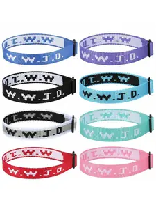 Cross, WWJD & Letter Pattern NFC Chip Bracelet, Fashionable Hybrid Textile Adjustable Fit Elastic Bracelet for Women & Men, Trendy All-match & Exquisite Jewelry for Birthday Gift, Stackable Bracelets