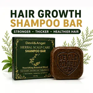 Hair Growth Shampoo Bar for Thicker Fuller Healthier Hair, Herbal Scalp Care Shampoo Soap Bar for Hair Loss & Oily Scalp, Sulfate Free pH Balanced Vegan Hair Care Bar with He Shou Wu & Biota Leaf, Deep Clean Nourishing Botanical Blend 90g