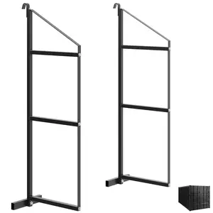 3-Tier Shipping Container Shelving Brackets, 2 Pack 22"(D) x 60"(H) Heavy-Duty Shipping Container Brackets, Black Powder Coated Steel, 1100 LB Load Capacity, Easy to Hang and Remove