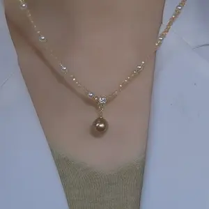 LisiZen 2025 Autumn Winter Coffee Tone Necklace, Chic Minimalist Pendant, Elegant Sweater Chain Jewelry, Luxury Fashion Statement DZXL3650