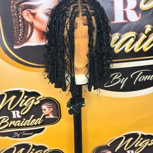 Wigs by Tomini 14” Bantu Boho Glueless Knotless Braided Wig with Braided Design and Natural Hair
