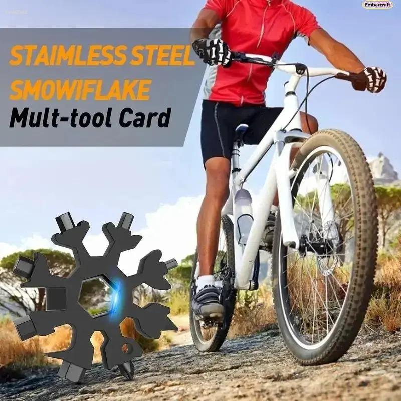 18-in-1 Snowflake Multi Tool EDC Pocket Tool – Stainless Steel Compact Survival Wrench with Screwdriver & Bottle Opener, Durable Lightweight Tool for Camping Bike Repair Outdoor Travel Gift