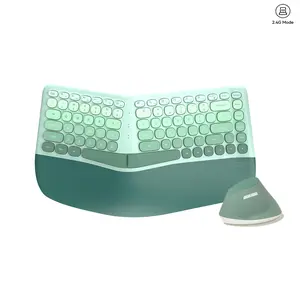 Mofii Lightweight Ergonomic 2.4GHz Wireless Split Keyboard Mouse Set with Wrist Rest, 84 Key Gradient Color Wireless Typewriter Keyboard Mouse Set for Windows 7/8/10/XP