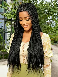 Fashion Fine Braided Wig, Knotless Braided Wigs, Handmade Corn Braid Elegant Wig, Synthetic Wigs, Easy Wear, Suitable for Women, Straight Hair, All Seasons