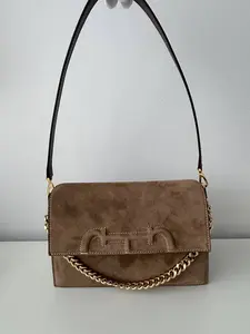 Pre-owned 100% Suede Calfskin Leather Shoulder Bags CH Carolina Herrera Insignia Bag | | Full Set | Like New