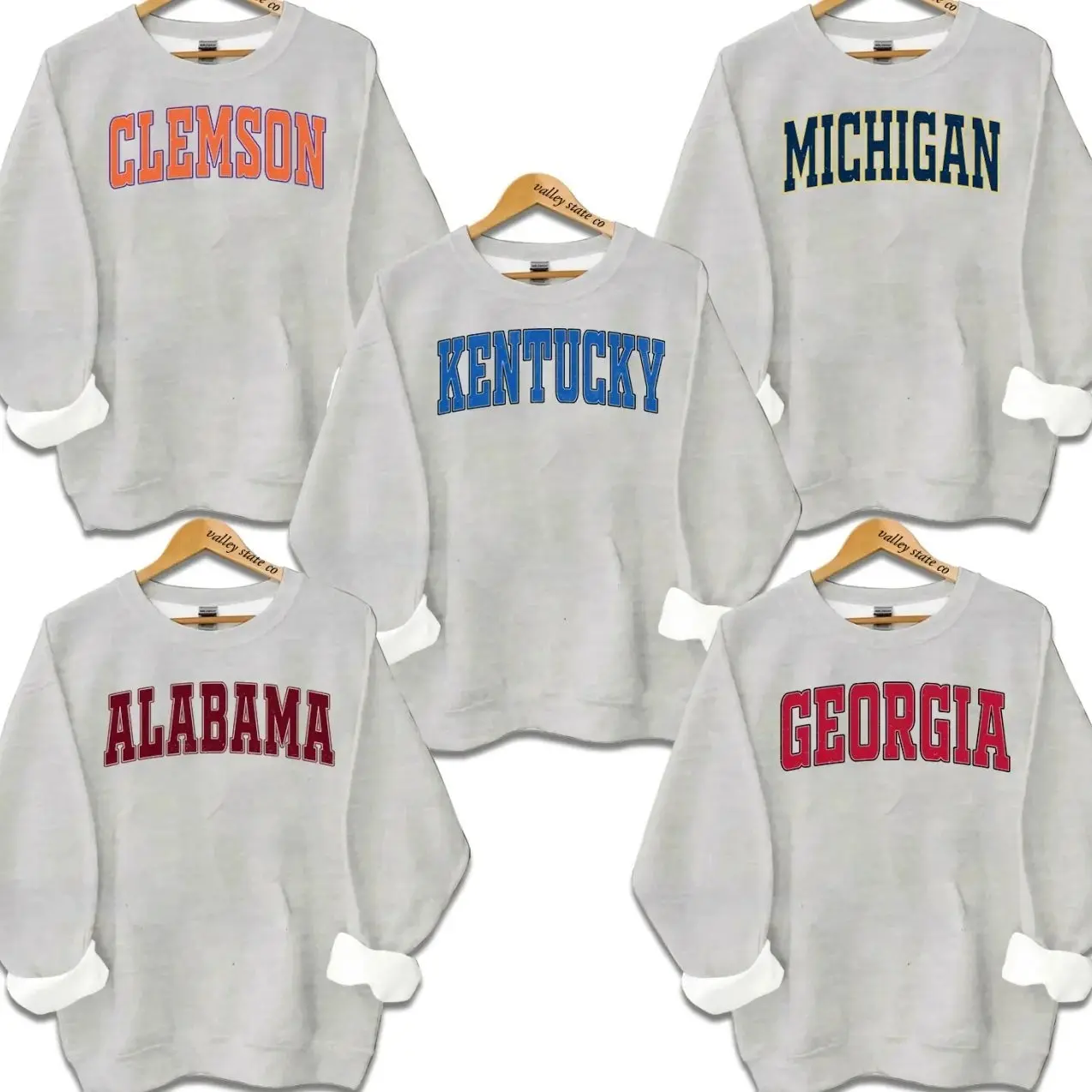 Distressed Varsity College Sweatshirt – Ash Grey, unisex classic fleece pullover with a vintage athletic look, perfect for casual layering 2E0
