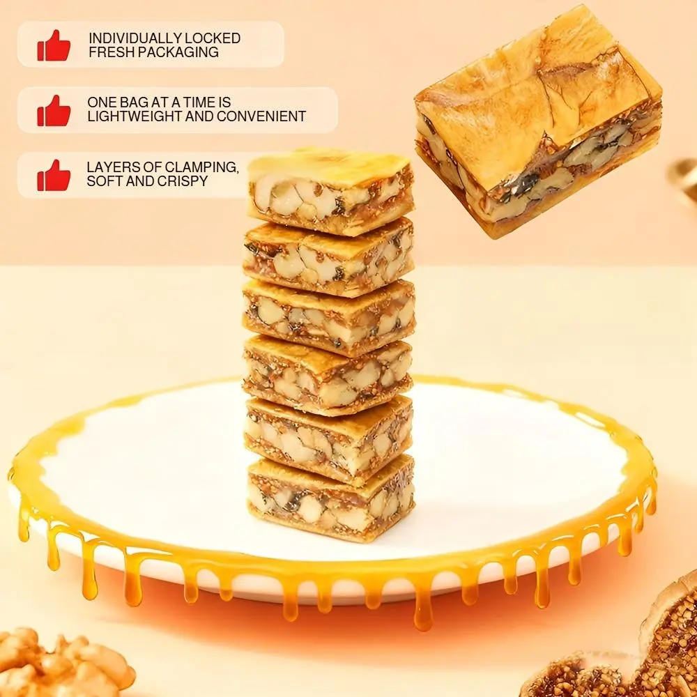 Suitable for fitness enthusiasts!Fitness low-sugar meal replacement snack: Black sesame, fig, and walnut pie