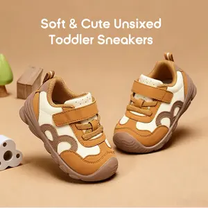 Balabala Unisex Toddler Sneakers Soft Comfy Trendy Baby Walking Shoes Non Slip Easy Velcro Wide Toe Box Breathable Design