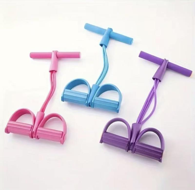 Foot-operated Resistance Trainer with Reinforced 6-tube Design Multi-purpose Purple and Pink Pedal Resistance Bands Lightweight Portable Elastic Pull Cords for Home Gyms