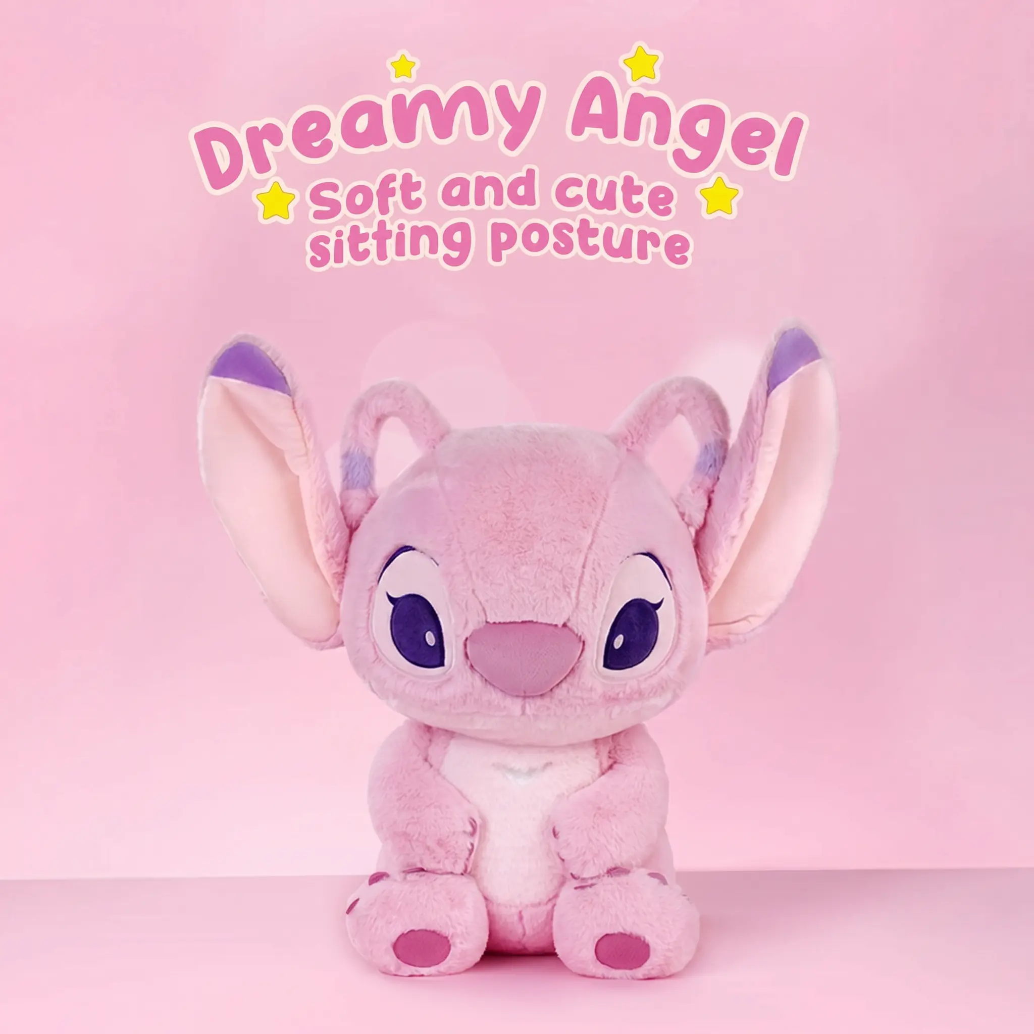 Disney Series Angel Plush Doll - 60 cm Angel No.18 Sitting Figure, 92% Polyester Fiber Fabric, Detailed Stitching, Kawaii Aesthetic Collectible Soft Toy, Ideal Birthday Gift for Girlfriends