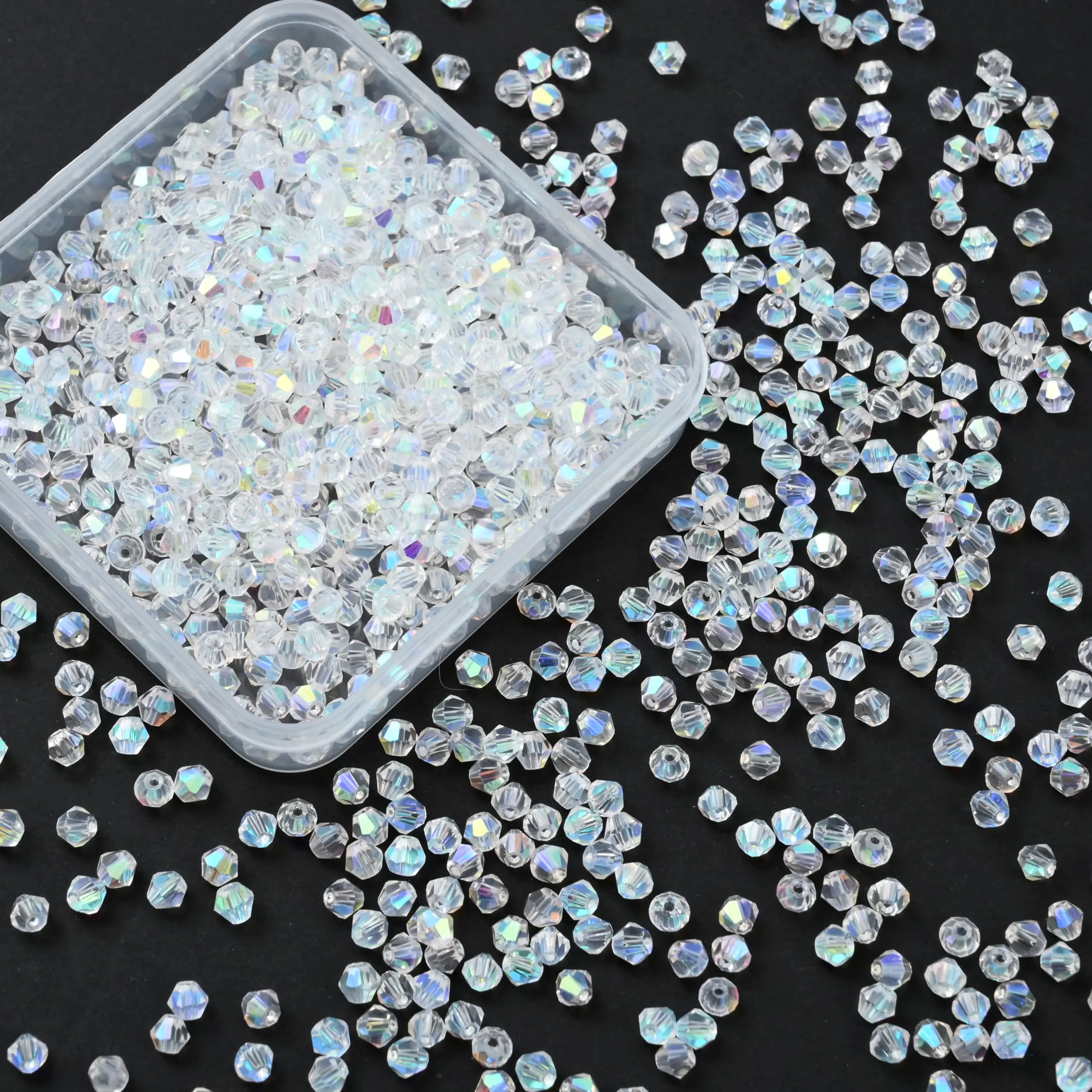 1000pcs 4mm Bicone Crystal Beads, Faceted Glass Beads for Jewelry Making, DIY Necklace & Bracelets