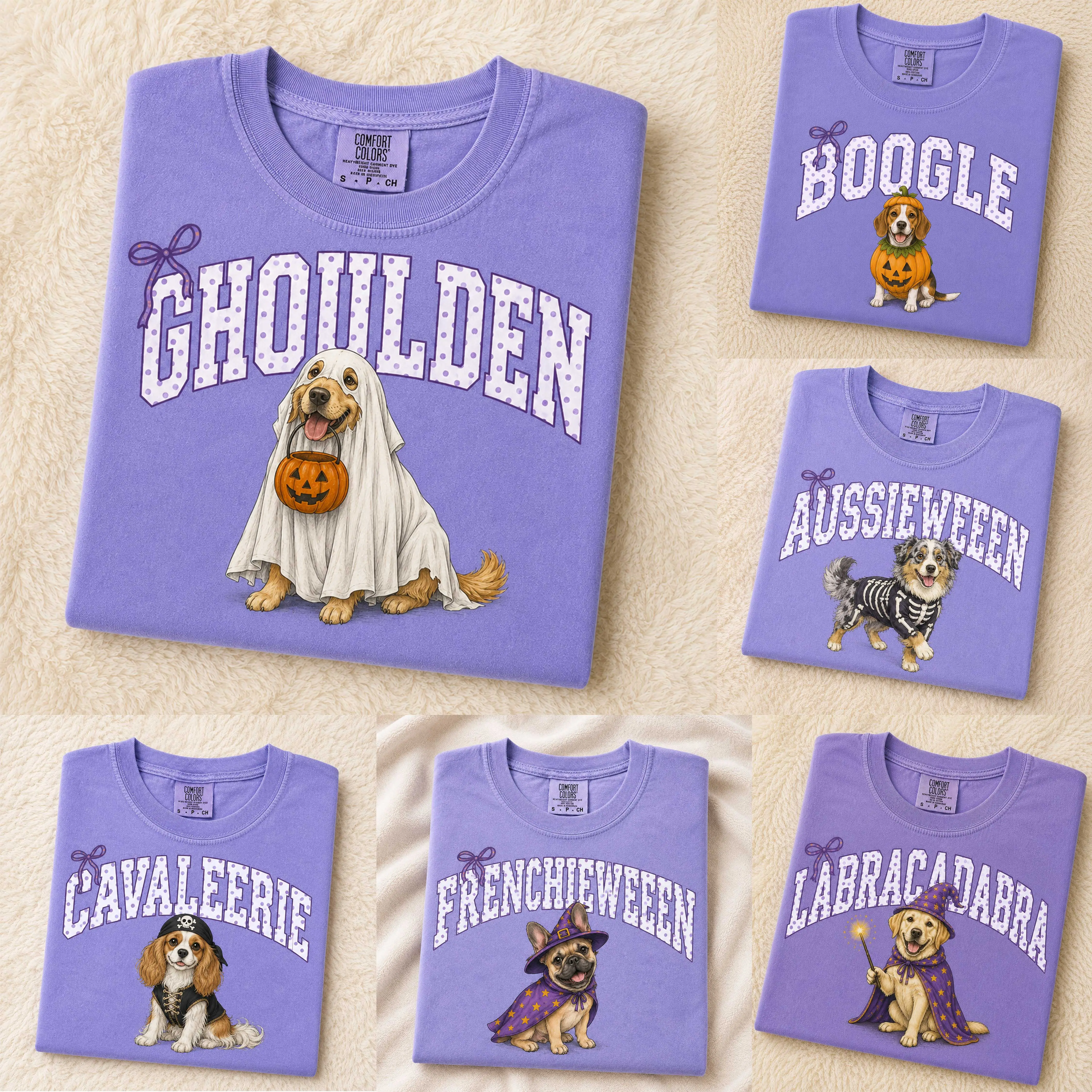 Comfort Colors 30+ Dog Breeds Vintage Halloween Shirt, Funny Dog Mom Tee, Labrador Golden Dachshund Poodle Halloween Shirt, Spooky Season Gift, Vintage Dog Witch Hat Shirt, Pumpkin Trick or Treat Ghost Tee, Spooky Dog Shirt, Dog Mom and Dog Lover Gift
