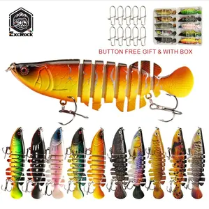 EXCROCK 5Pcs Swim Bait Fishing Lures Wobblers, Artificial Multi-section SwimBait Crankbait JerkBait, Realistic Freshwater and Saltwater Lures for Bass, Trout, Crappie, Pike, Carp, Trolling Tackle, Great Fishing Gifts