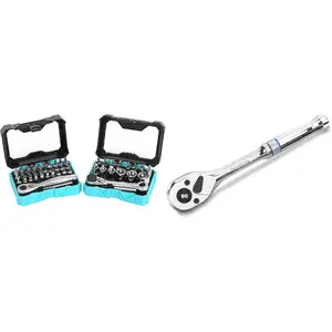 56-pieces 1/4" Mini Ratchet Wrench and  Bit Set, 3/8-Inch Drive Ratchet Handle