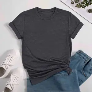 Women's Solid Round Neck Tee,Minimalist Casual Short Sleeve T-shirt forSummer, Back-to-school Clothing, Ladies Clothesfor Daily Wear, Women's Basic Top, Womenswear90s Clothes,T Shirts for Women, Women's TShirts, Going Out Tops  oo