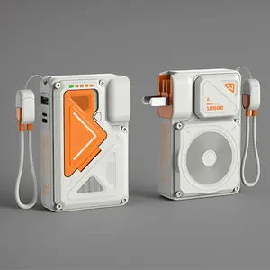 Magnetic Power Bank Charger 10000mAh Portable Charger with Built-in Cable and Foldable AC Plug, 22.5WMAX,Portable Charger with Built-in Cables for Samsung Google Pixel Moto iPhone iPad